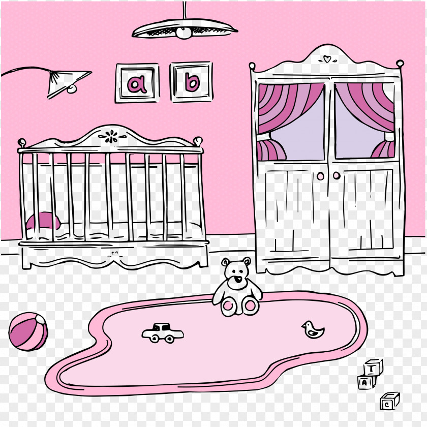 Vector Baby Room Infant Bed PNG