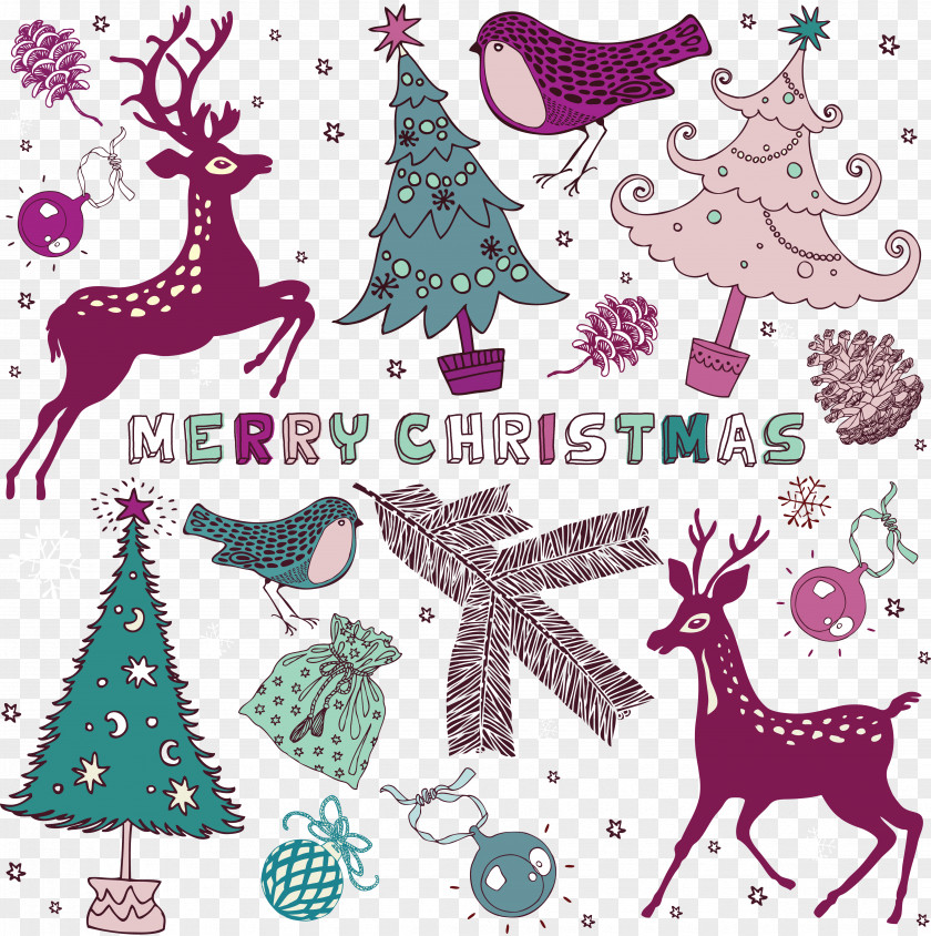 Deer Christmas Tree Paper PNG