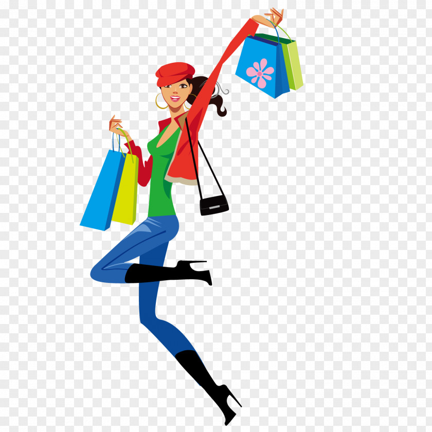 Shopping Girl Illustration PNG Illustration, holding a shopping bag clipart PNG