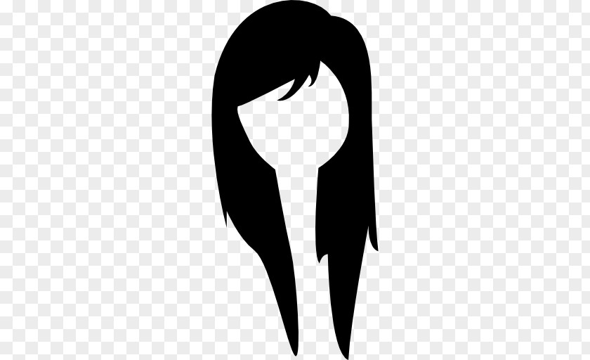 Long Hair Woman Black Wig PNG