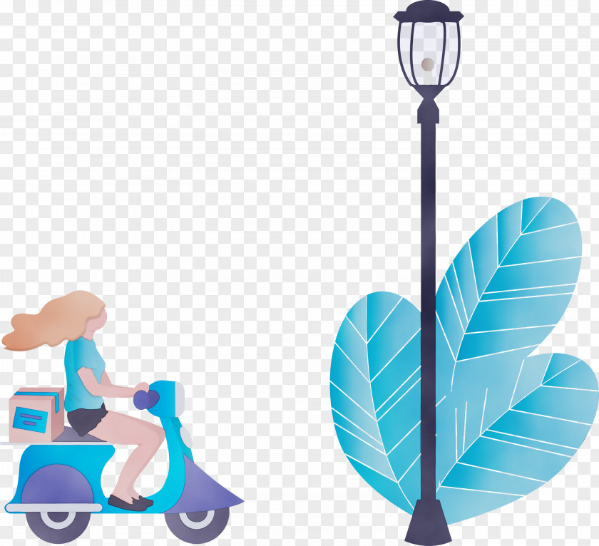Turquoise Vehicle Scooter Kick PNG