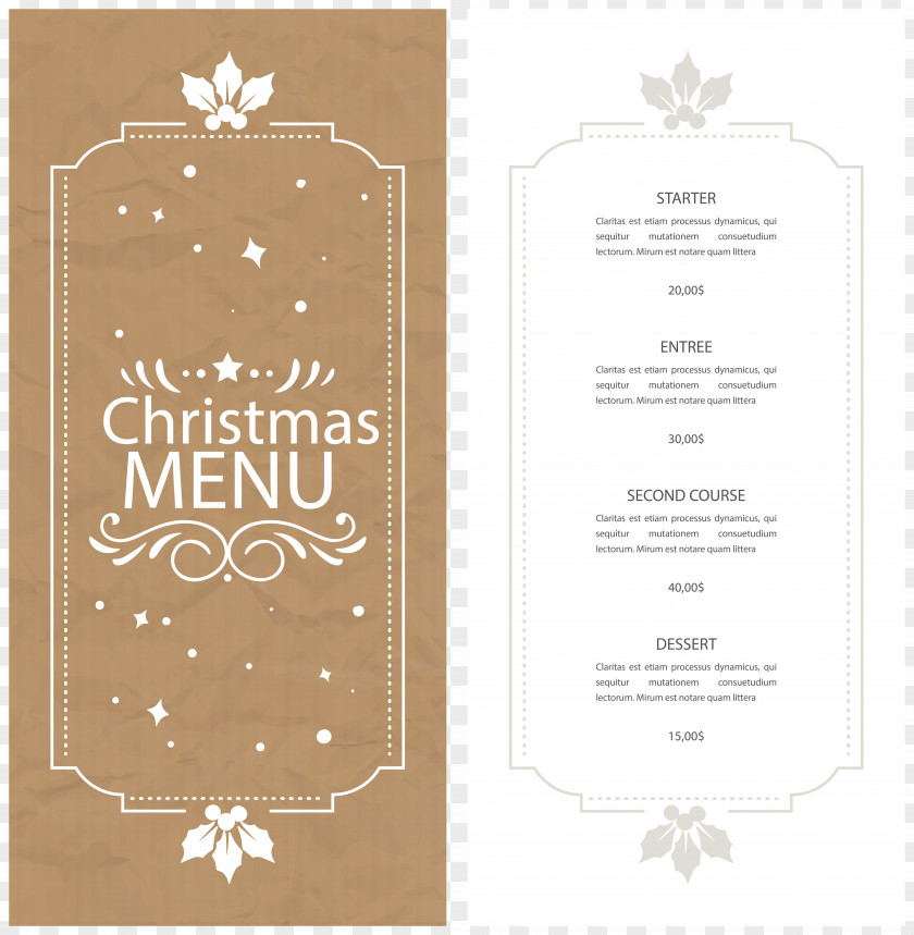 Vector Christmas Menu Restaurant Food PNG