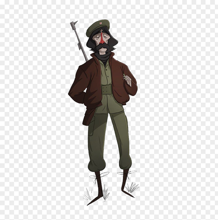 Cartoon Red Nose Hunter Drawing Illustration PNG