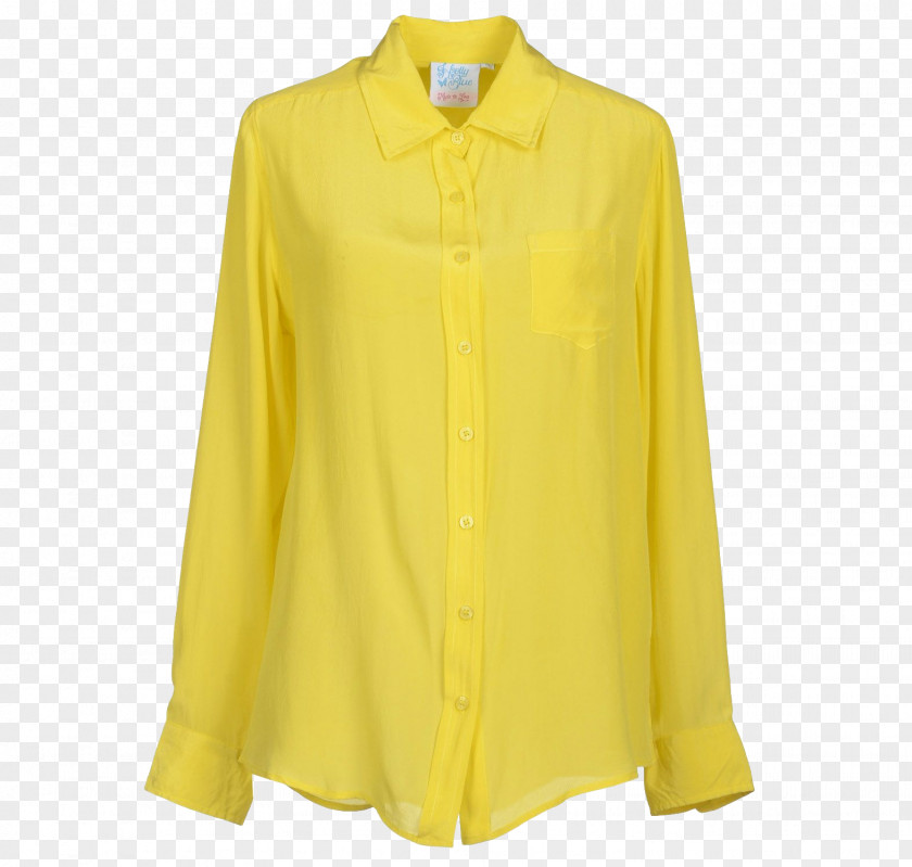 Silk Blouse Yellow Sleeve Shirt PNG