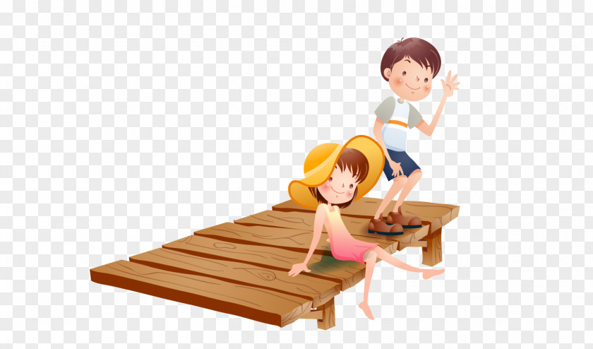 Child Dock Cartoon Illustration PNG