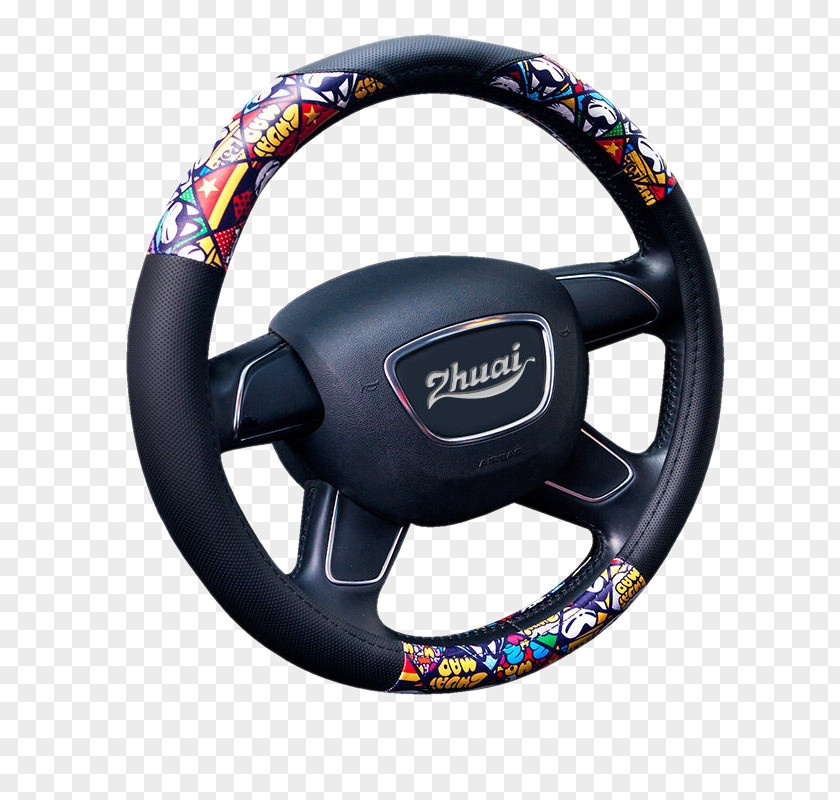 Automotive Leather Steering Wheel Diamond Rome Alloy PNG