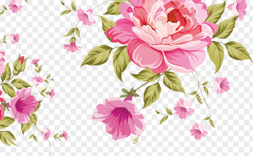 Pink Roses Background Flowers Pattern PNG