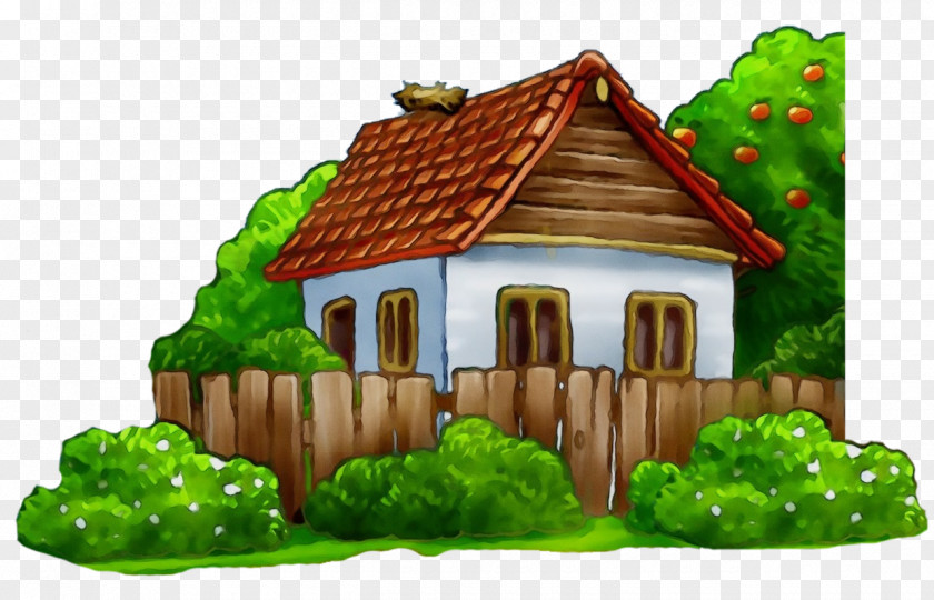 Roof Building Green House Natural Landscape Cottage Home PNG