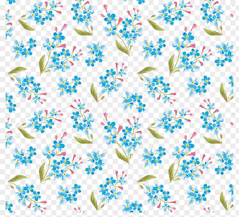 Blue Watercolor Floral Seamless Background Vector Material Watercolour Flowers Painting Pattern PNG