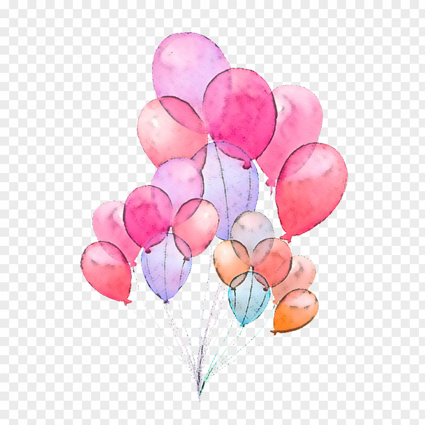 Balloon Pink Party Supply Petal Watercolor Paint PNG