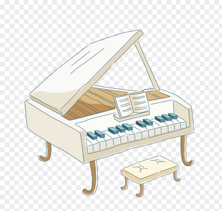 Hand Painted Gray Piano Picture Cartoon Illustration PNG