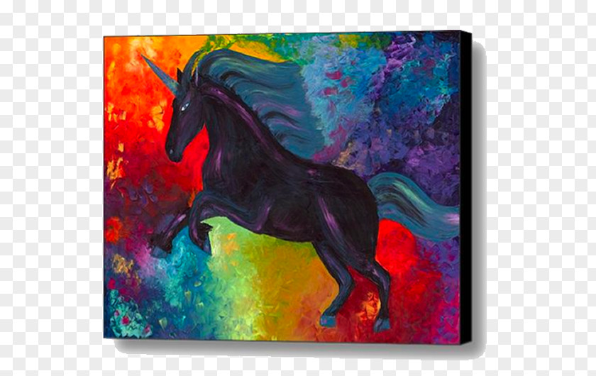 Canvas Print Stallion Mustang Unicorn Acrylic Paint Painting PNG