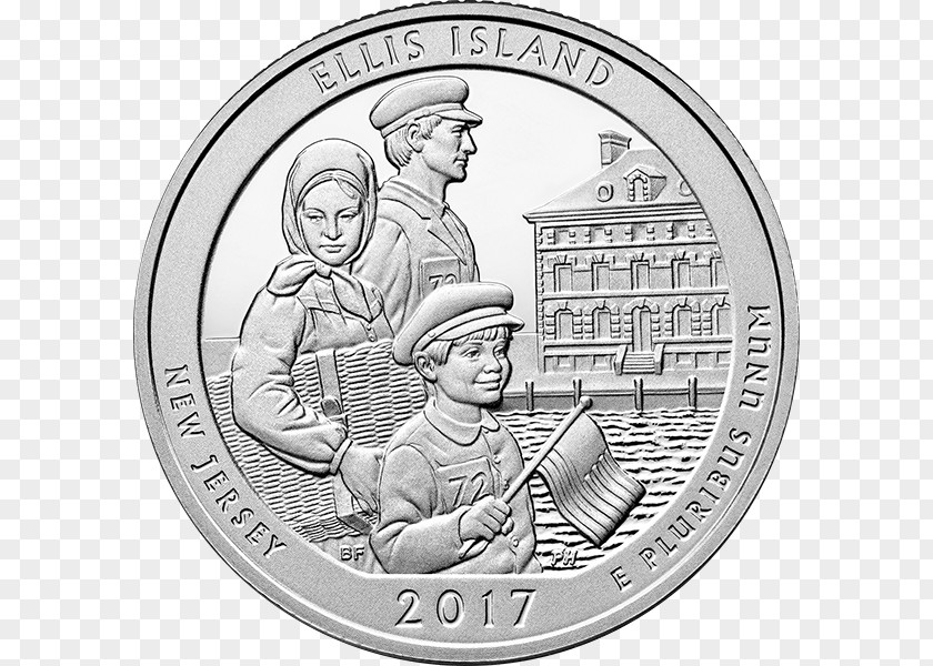 Coin Ellis Island New Jersey United States Mint America The Beautiful Silver Bullion Coins PNG