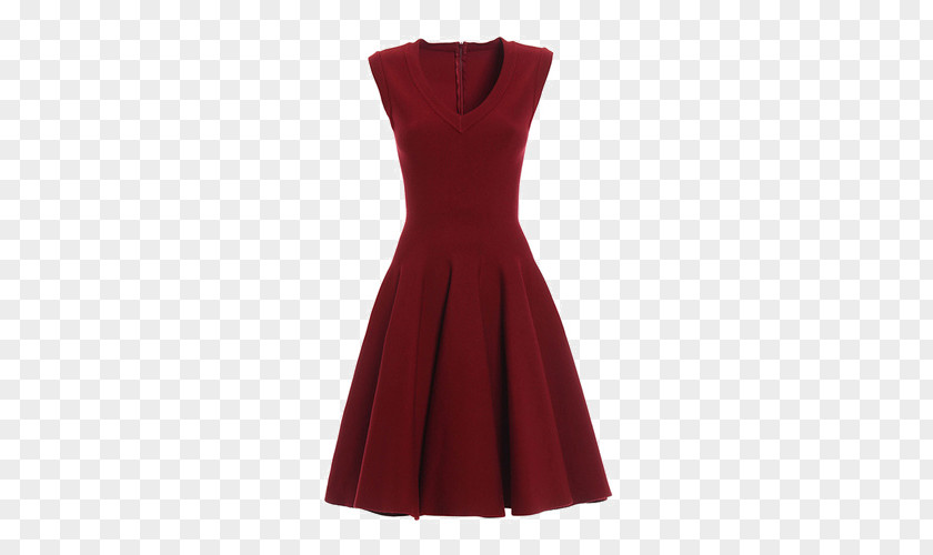 V-neck Sleeveless Dress Shoulder Velvet Sleeve Maroon PNG