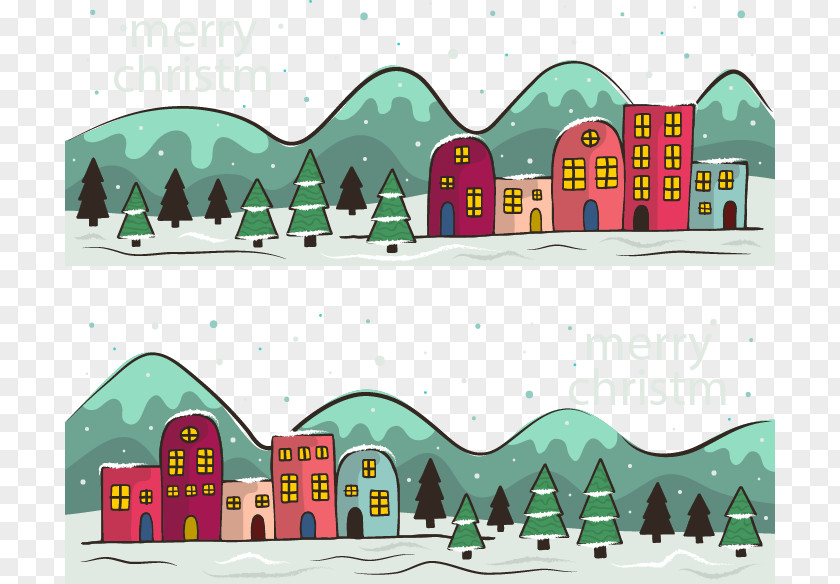 Christmas Banners Town Tree Euclidean Vector PNG