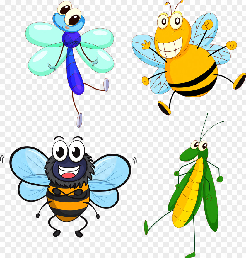 Insect Butterfly Bee Cartoon PNG