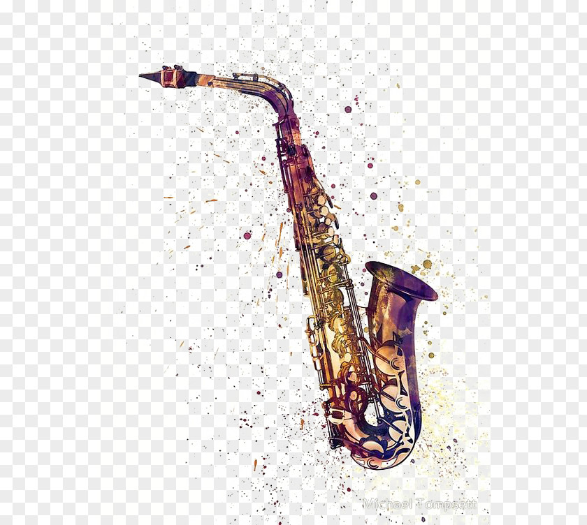 Watercolor Saxophone Poster Canvas Print Printing PNG
