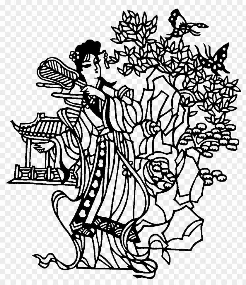 Chinese Traditional Ancient Ladies Artwork Dream Of The Red Chamber Lin Daiyu China Papercutting PNG