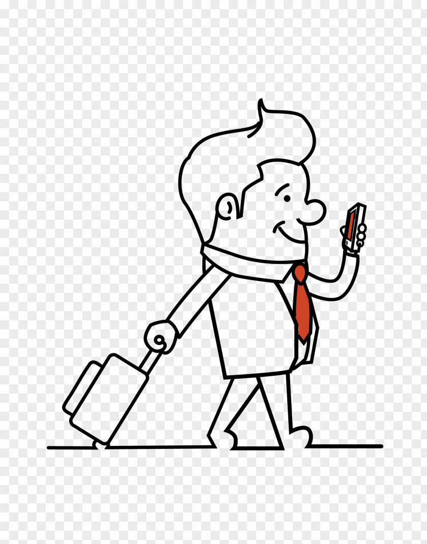 See The Phone Walking Man Travel Suitcase Pixabay PNG