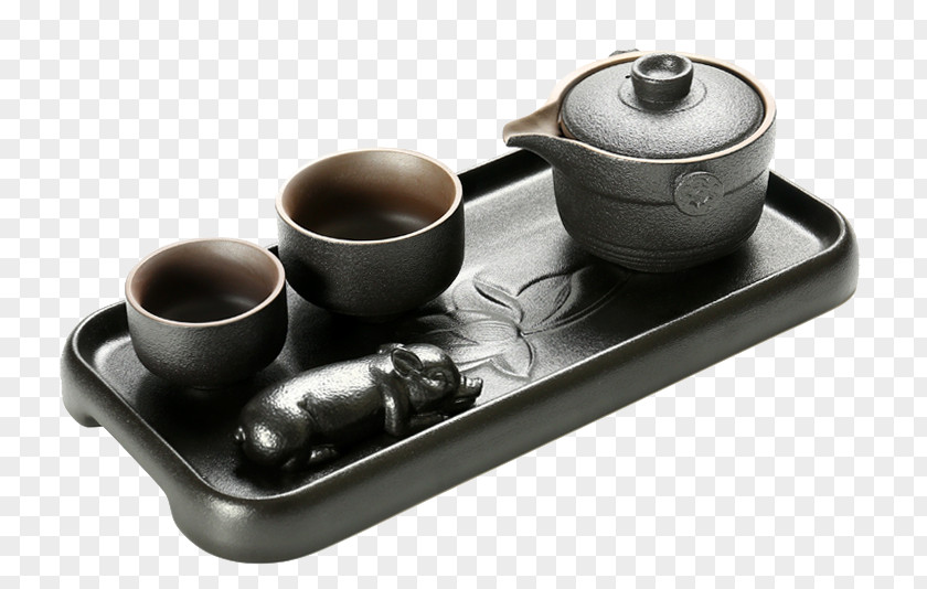 Pure Black Japanese Health Tea Set Teaware PNG