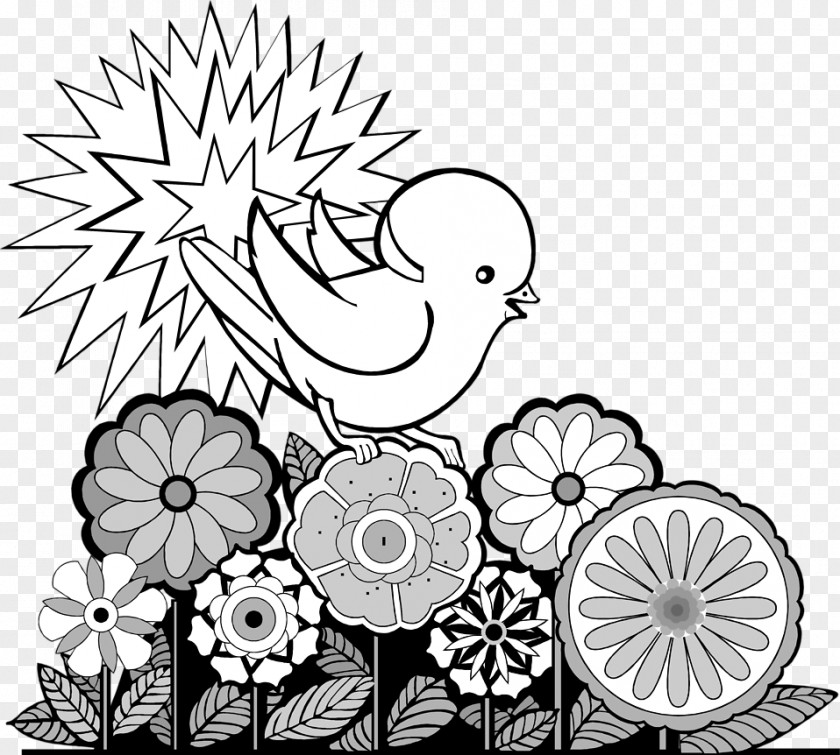 Flowers And Birds Floral Design Drawing /m/02csf Line Art Clip PNG
