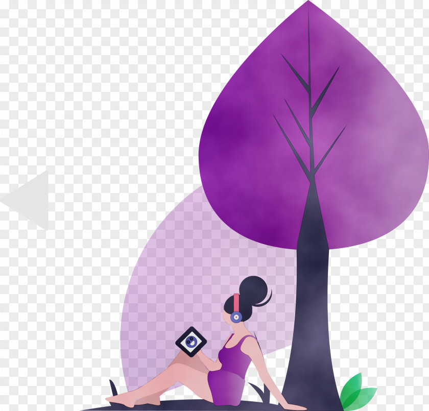 Violet Purple Cartoon Tree Plant PNG
