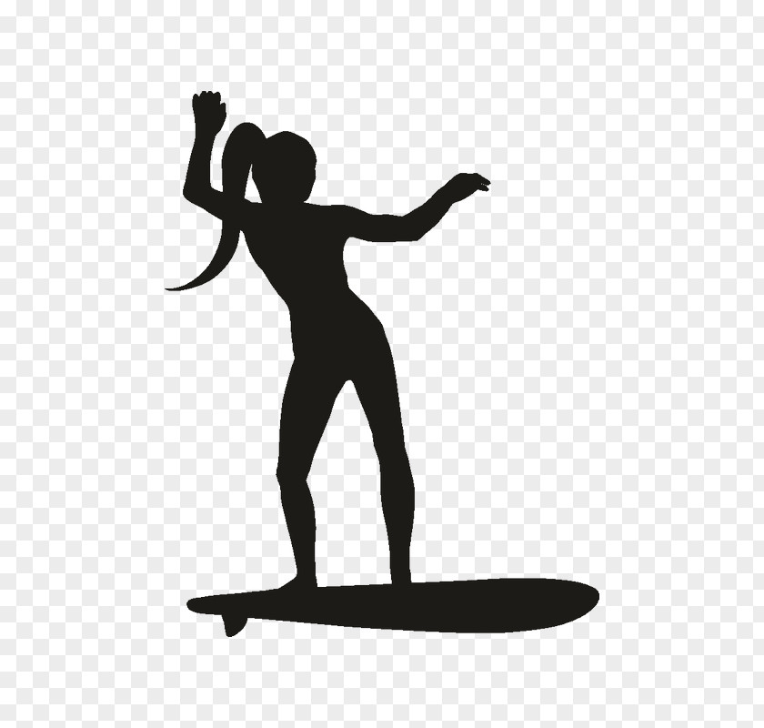 Silhouette Surfing Decal Female PNG