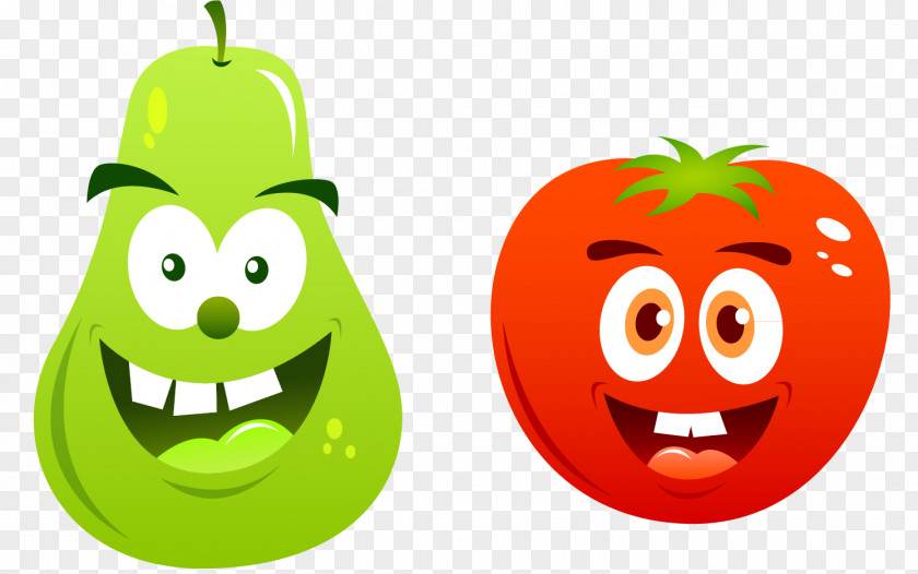 Cartoon Vector Elements Pear Tomatoes Fruit Animation Drawing PNG