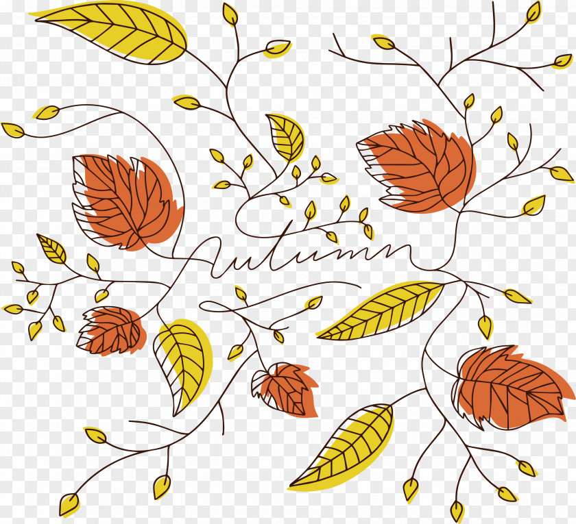 Hand Painted Autumn Leaves Leaf Computer File PNG
