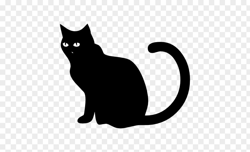 Silhouette Tail Cat Black Small To Medium-sized Cats Black-and-white PNG