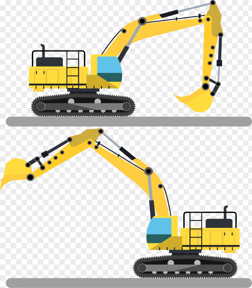 Yellow Excavator Crane Machine Icon PNG