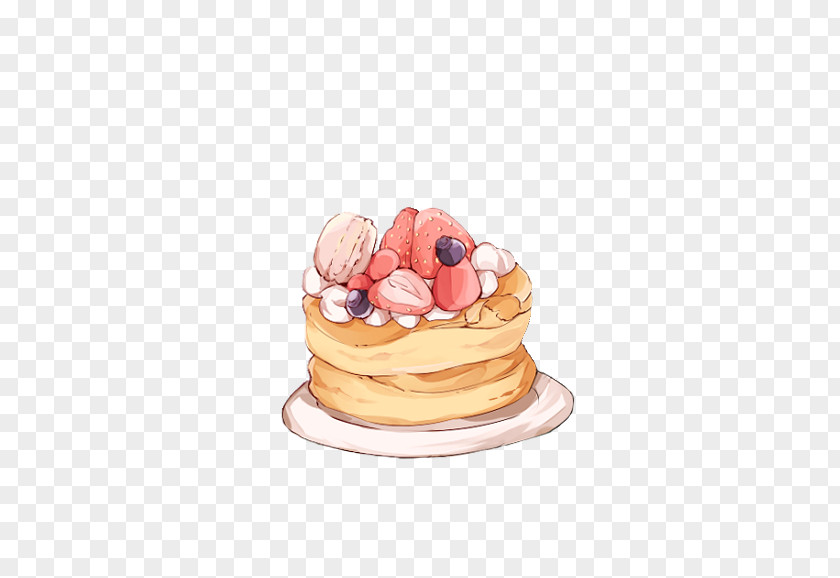 Cute Strawberry Cake Cream Milk Torte PNG