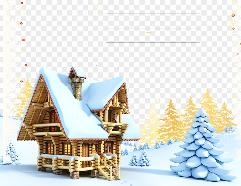 Snow House Santa Claus Gingerbread Christmas New Years Day PNG