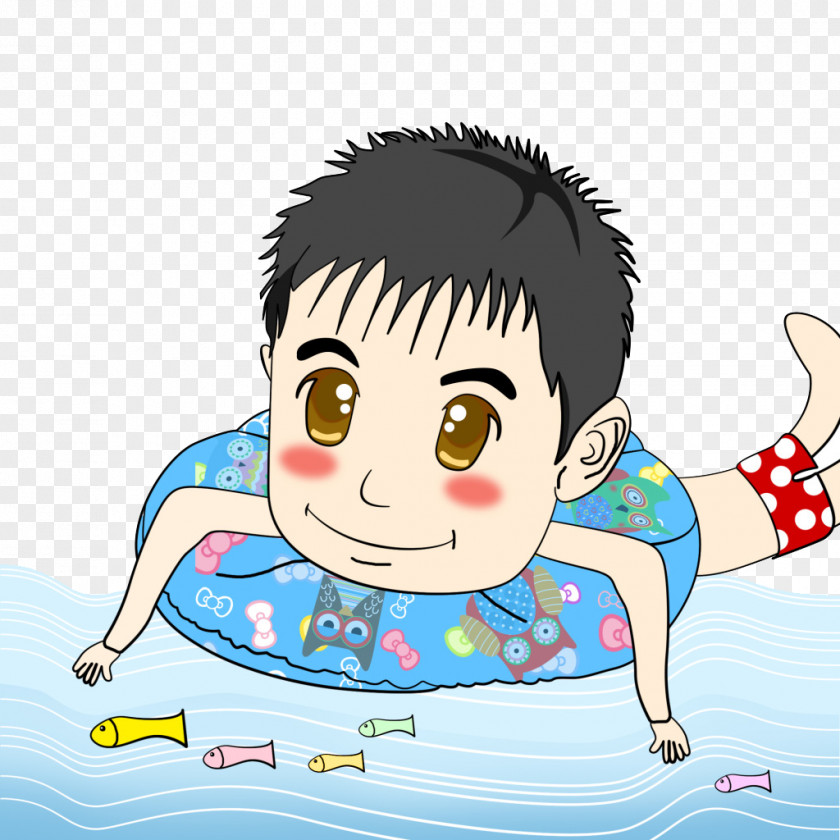 Swimming Boy Cartoon Q-version Illustration PNG