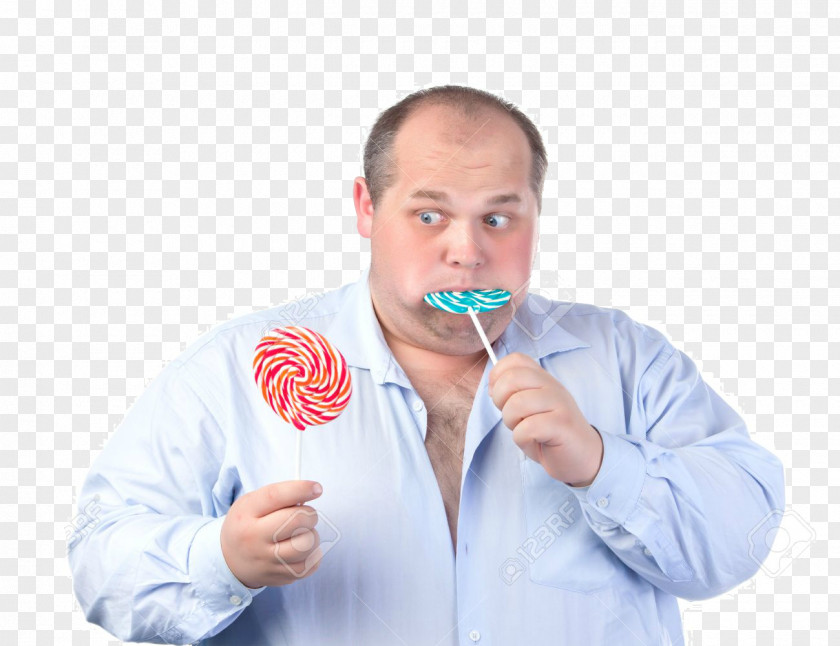 Fat Man Lollipop Eating Candy Stock Photography PNG
