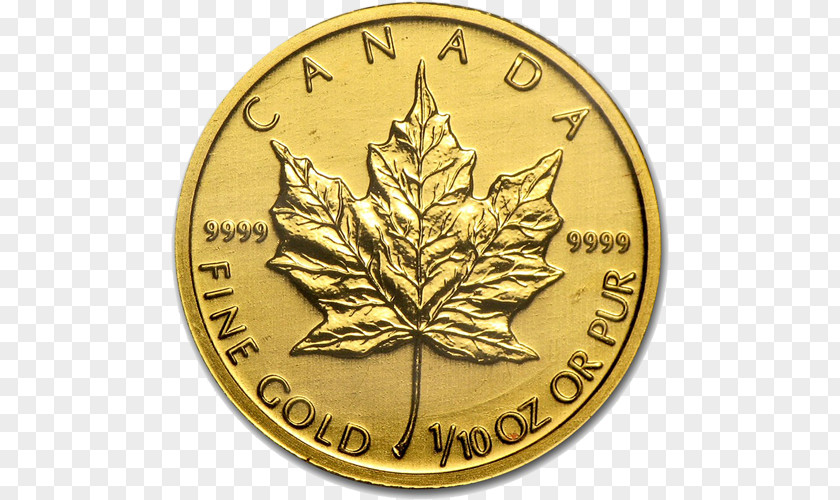 Gold Leaf Canada Canadian Maple Coin Bullion PNG