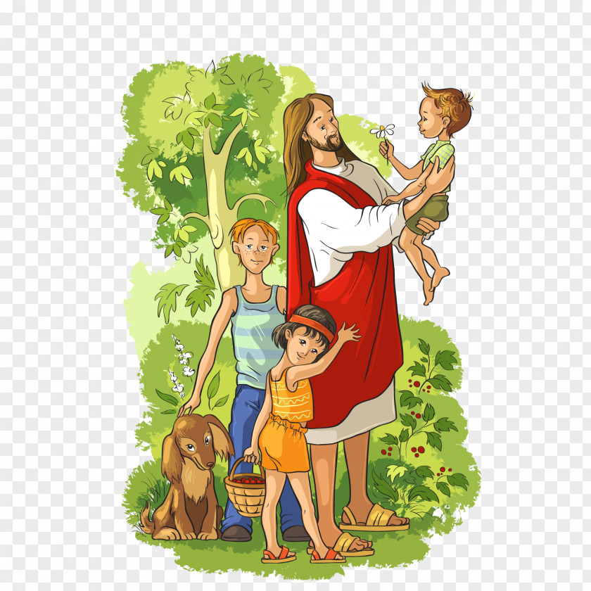 Vector Jesus Resurrected Holding The Child Bible Illustration PNG