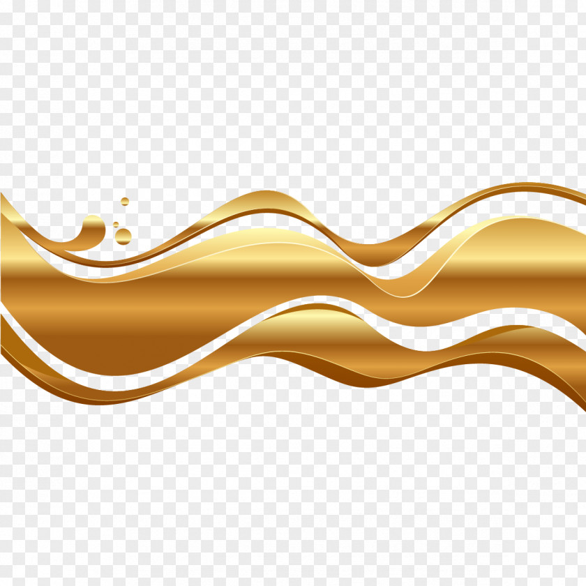 Gold Ribbon Waves Wind Wave Painting Solid Geometry Pattern PNG