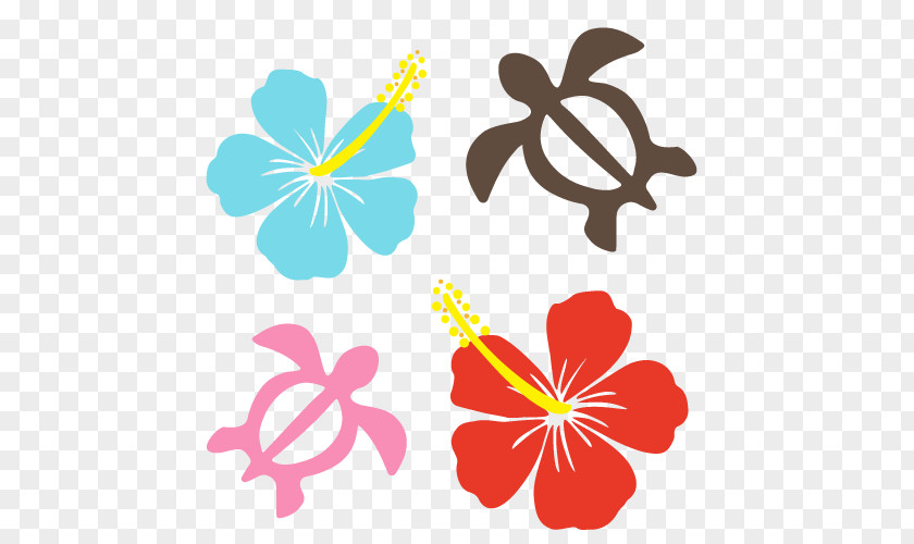 Hibiscus Flowers, Hawaiian Sea Turtle, HoOthers Summer PNG