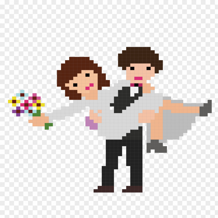 Vector Princess Hug Wedding Pixel Illustration PNG