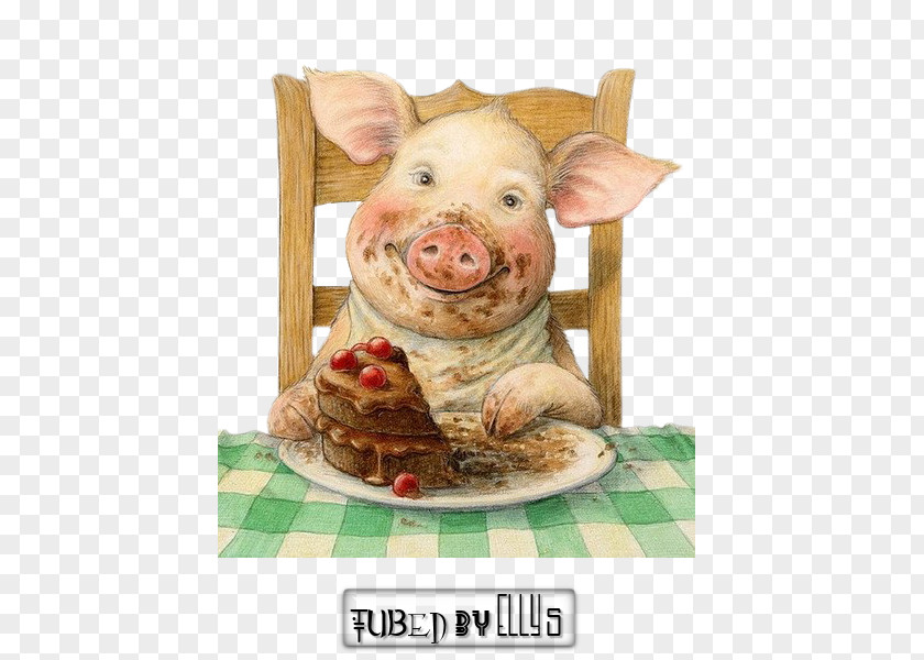 Pig Chocolate Cake Eating Buffet PNG