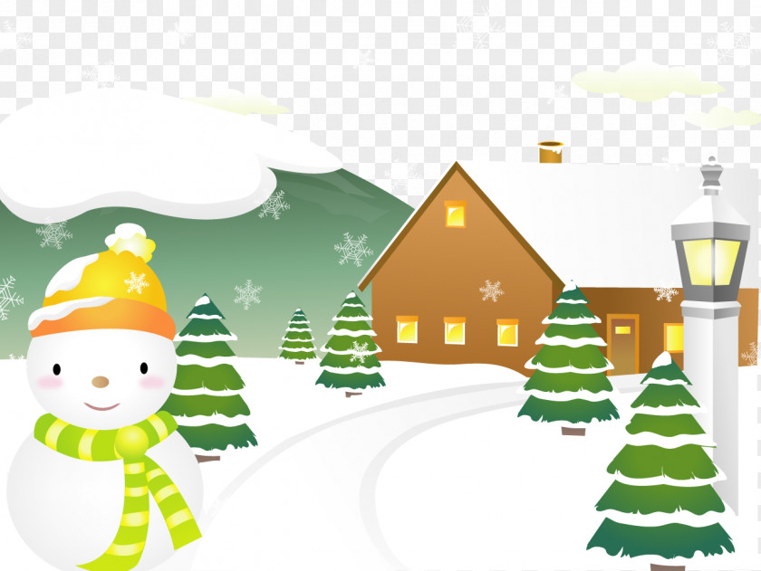 Vector Winter Snowman Snow PNG