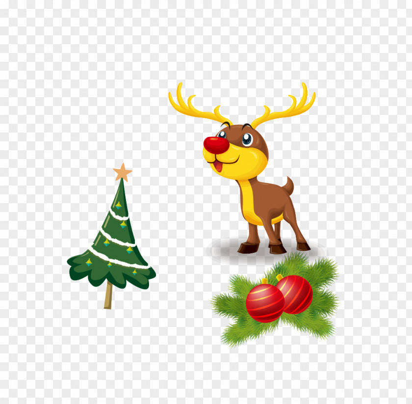Christmas Tree Reindeer Ornament Santa Claus Illustration PNG