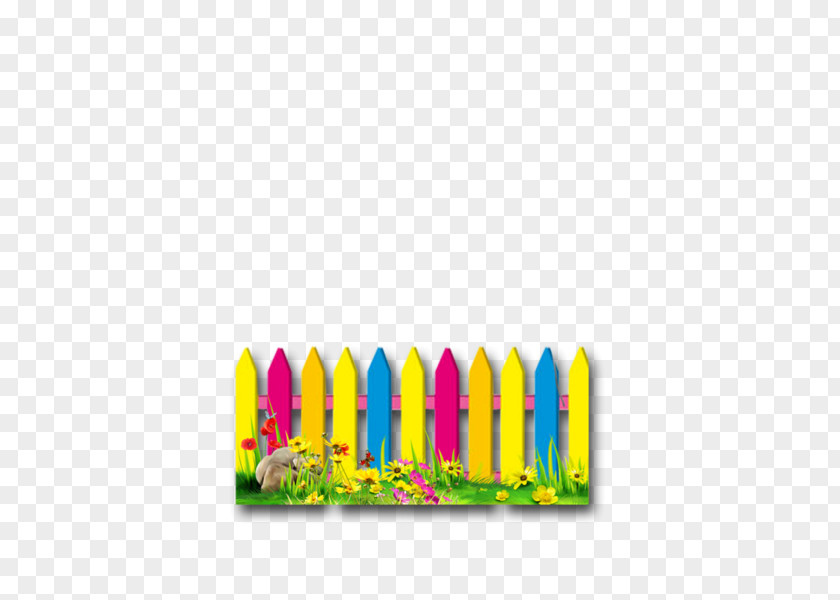 Color Cartoon Fence Picket Flower Garden Clip Art PNG