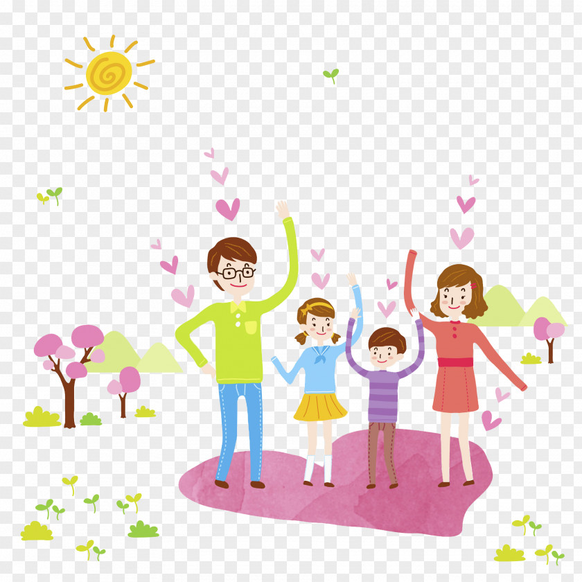 Happy Family Watercolor Painting Drawing Illustration PNG