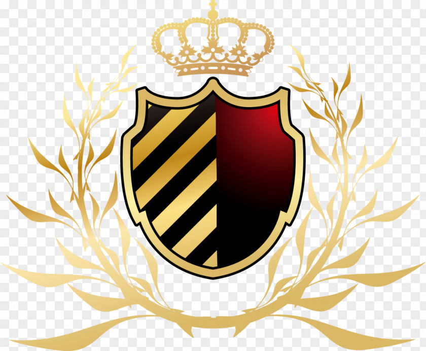 Golden Shield Badge Hotel Gold Logo PNG