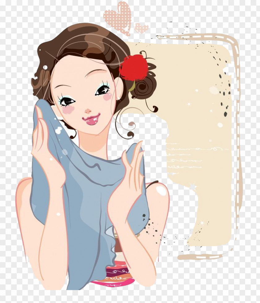 Painted Eyeliner Makeup Towel Face Cartoon Illustration PNG