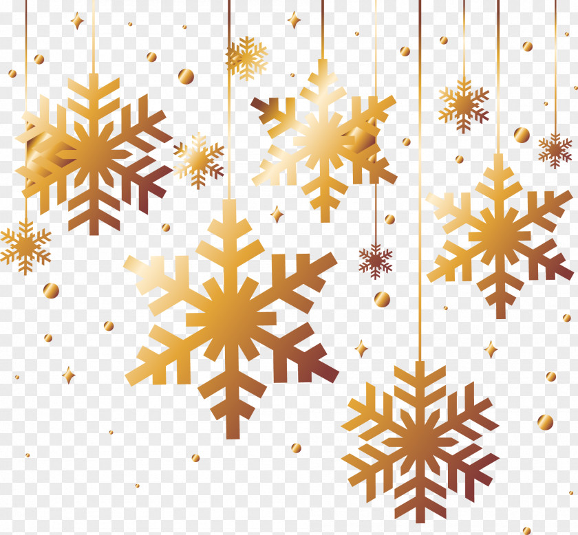 Golden Snowflakes Snowflake Christmas Download PNG