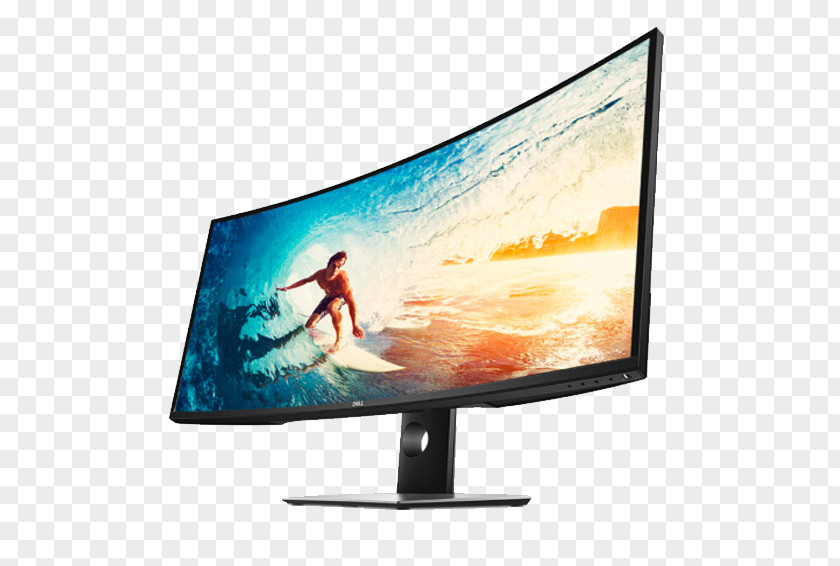 Computer Surface Display Dell Monitor IPS Panel Device 21:9 Aspect Ratio PNG