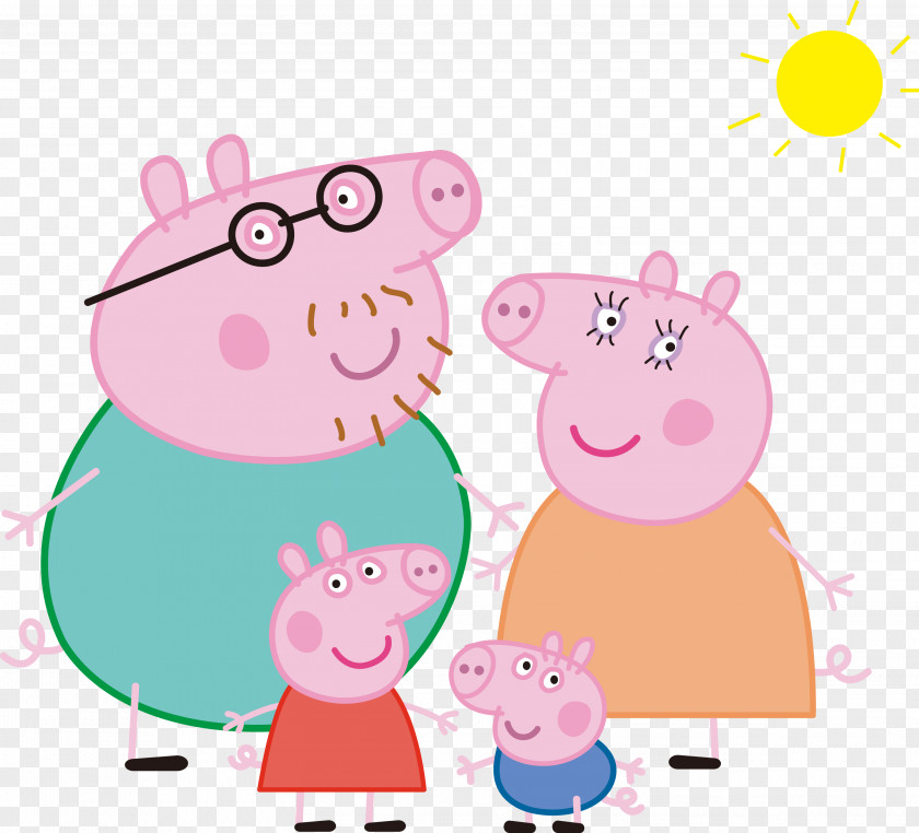 Vector A Pig Daddy Mummy Domestic Television Show Family PNG